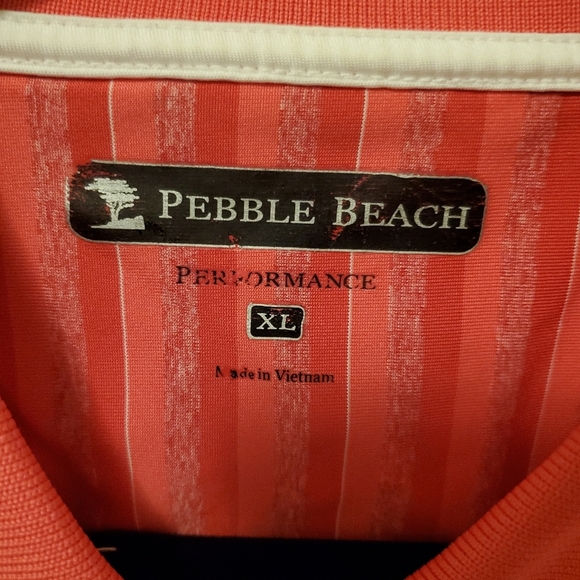 Pebble Beach Shirt Men XL Golf Polo Red Striped Active Collared Logo Course - Picture 2 of 11